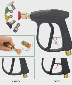 Hogedrukreiniger Pistool & Schuimkanon Kit met 1/4" Snelkoppeling en M22-14 Adapter