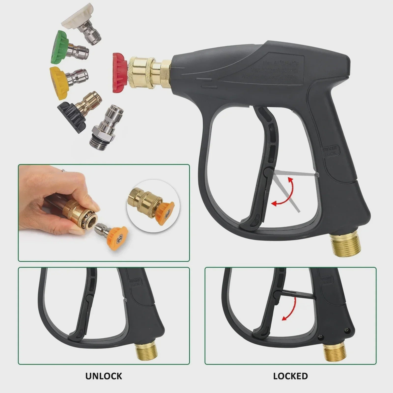 Hogedrukreiniger Pistool & Schuimkanon Kit met 1/4" Snelkoppeling en M22-14 Adapter
