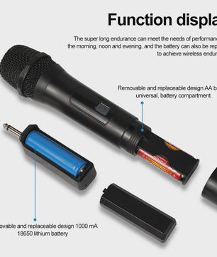Draadloze Microfoon Set: 2x VHF Handheld Microfoons met Ontvanger voor Feest, Karaoke & Presentaties