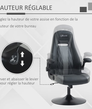 Ergonomische Gaming Stoel met Draaibare Metalen Voet en Verstelbare Hoogte