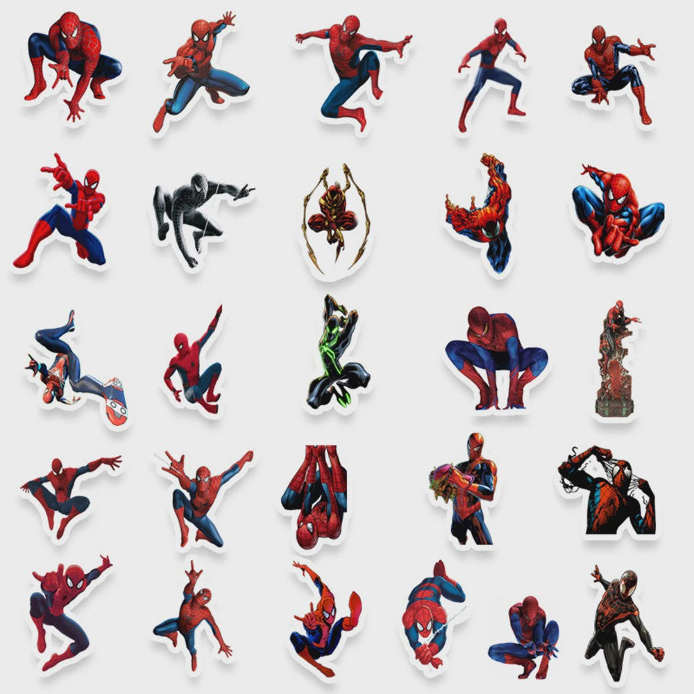 50x Spiderman Stickers - Waterdicht PVC voor Koffer, Laptop, Fiets & Cadeau