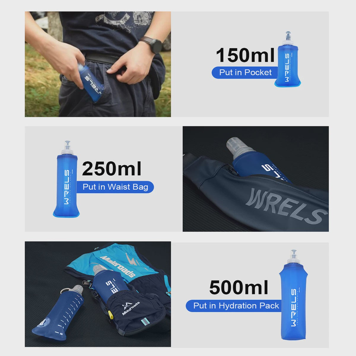 Opvouwbare Siliconen Waterfles - 150ml, 250ml, 500ml - Ideaal voor Sport & Outdoor