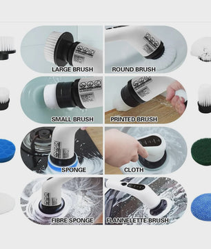 Elektrische Spin Scrubber met 8 Opzetborstels en Verstelbare Steel - Krachtige Reiniging