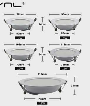 Ronde LED Downlight 7W-18W - Waterdicht, Warm & Koud Wit - Inbouwspot