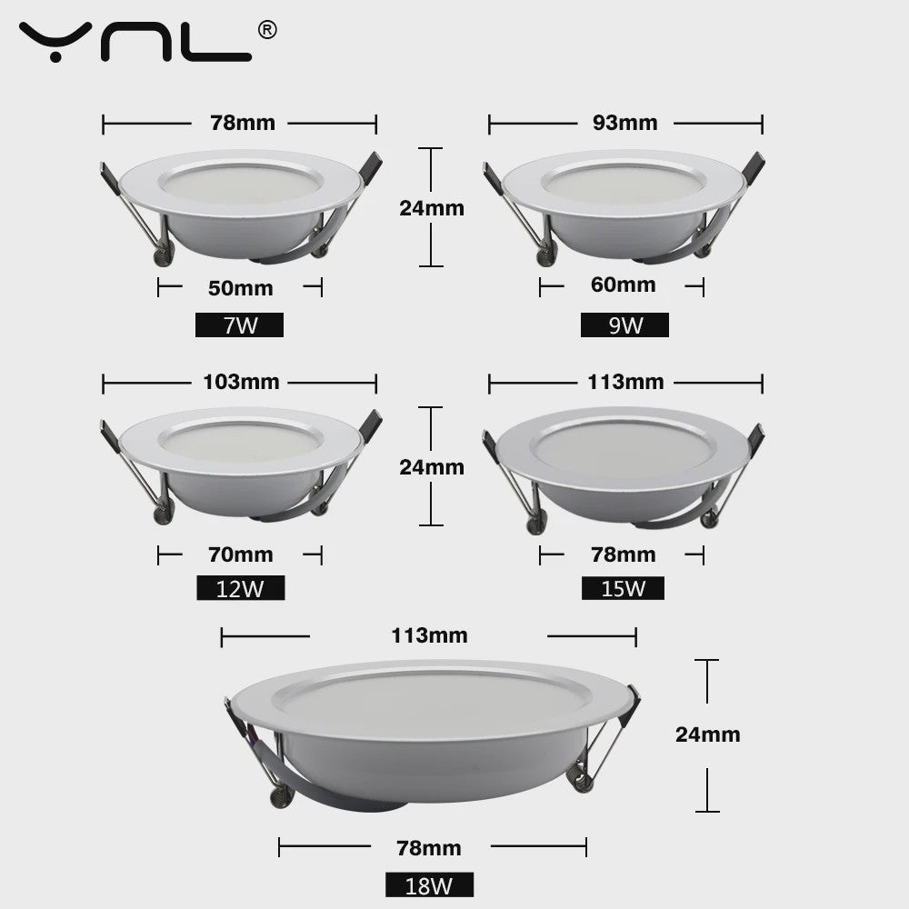 Ronde LED Downlight 7W-18W - Waterdicht, Warm & Koud Wit - Inbouwspot