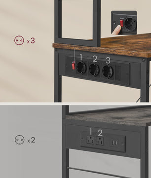 Keukenrek met 6 etages, ingebouwde stopcontacten en USB-poorten - 60x40x169 cm