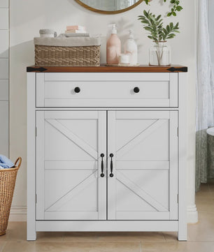 Moderne Badkamerkast met Lades en Verstelbare Planken - Walnoot Houtlook Blad
