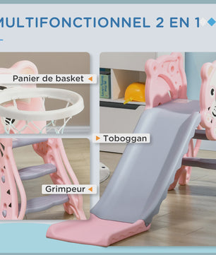 AIYAPLAY Kinder Glijbaan met Basketbalring - Tijger Thema - 18-36 Maanden