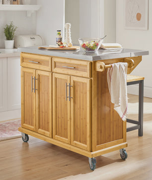 SoBuy Keuken Eiland Trolley FKW69-N met Uitschuifbaar Werkblad & Opslag
