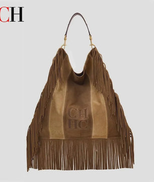 CH Dames Hobo Tas met Franjes - Suèdelook, Grote Capaciteit, Schoudertas & Crossbody