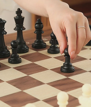 Magnetisch Houten Schaakspel - Opvouwbaar & Draagbaar Strategisch Bordspel