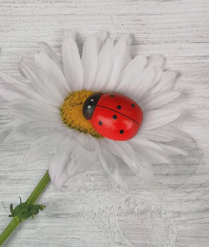 Houten Lieveheersbeestjes Decoratie Set - 5 Stuks - Miniatuur Tuin & Knutsel Accessoires