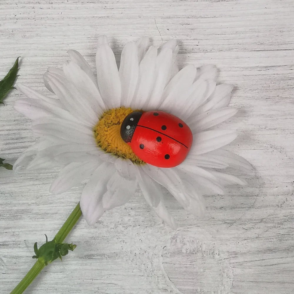 Houten Lieveheersbeestjes Decoratie Set - 5 Stuks - Miniatuur Tuin & Knutsel Accessoires