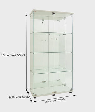 Moderne Glazen Vitrinekast met LED Verlichting, 4 Legborden en 2 Deuren