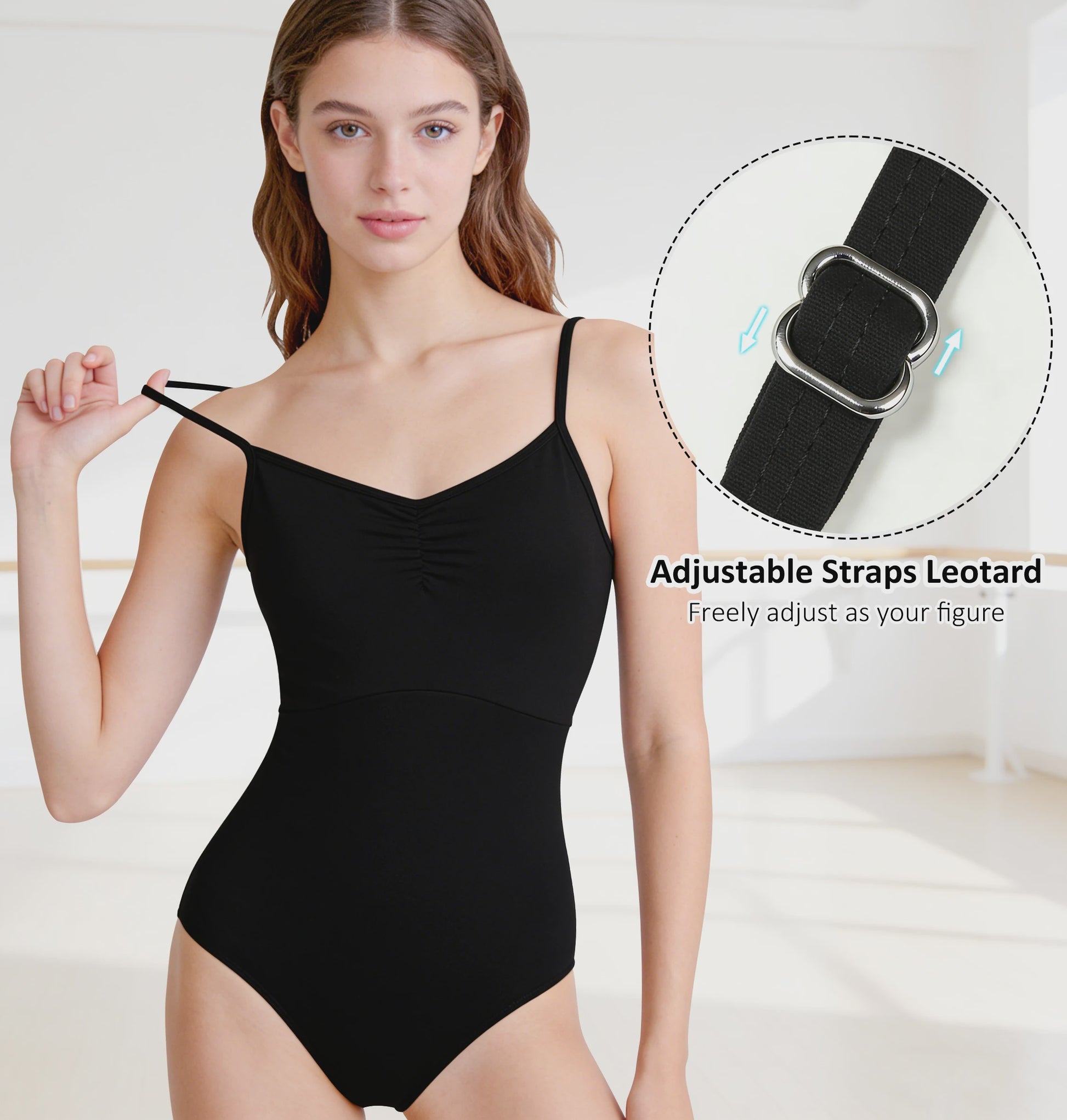 Verstelbaar Dans Leotard Dames met Mesh Rug en Borstvoering - Ballet & Danskleding
