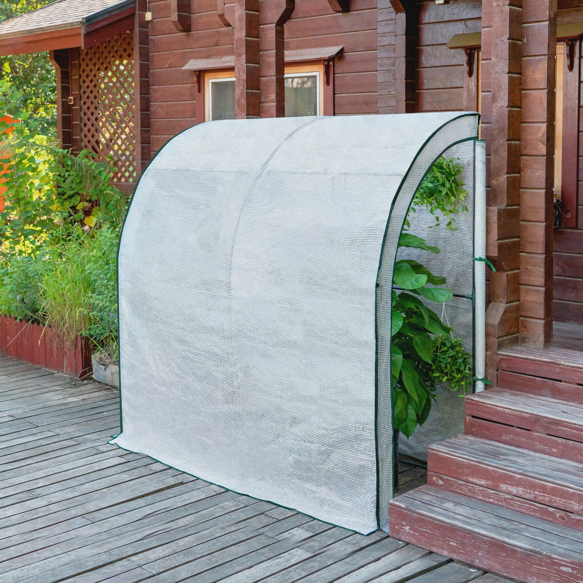WOLTU Folie Kas Leunend 200x210x100cm - PE Tarpaulin met Roldeuren