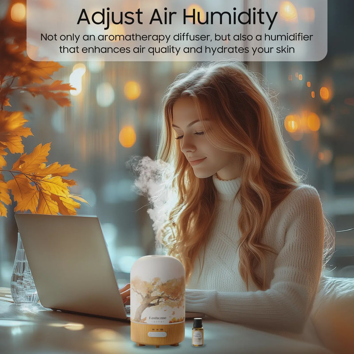 Luxe Glazen Aroma Diffuser met Nachtlampje - 100ml Ultrasone Luchtbevochtiger