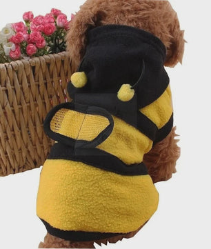 Schattige Bijen Fleece Hoodie voor Honden en Katten - Warm & Feestelijk Kostuum
