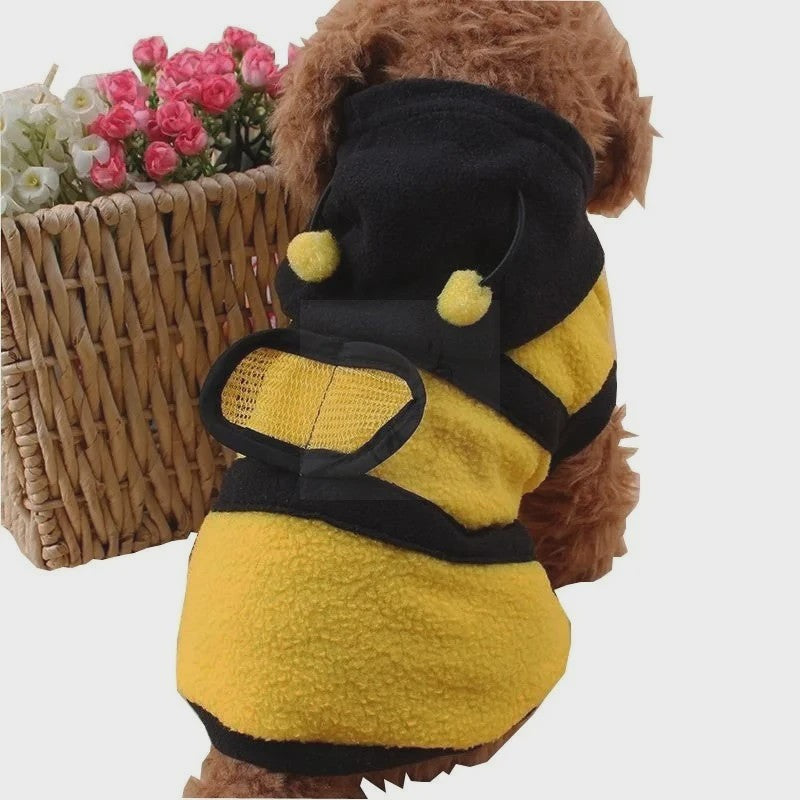 Schattige Bijen Fleece Hoodie voor Honden en Katten - Warm & Feestelijk Kostuum