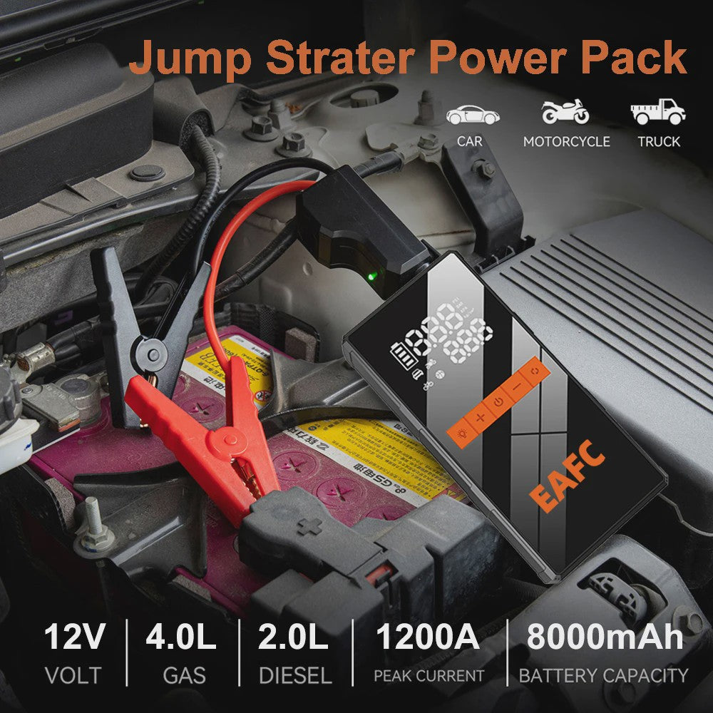 5000A Auto Startkabels Powerbank met 150PSI Bandenpomp - Noodstart & Opladen