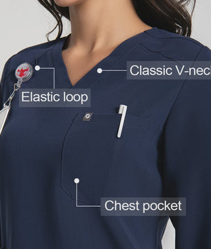 Dames Scrubtop Lange Mouw - Zacht, Waterdicht & Antibacterieel Medisch Uniform