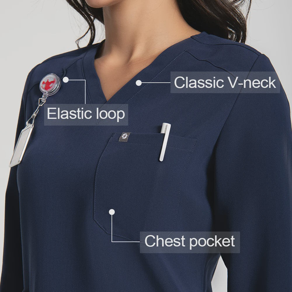 Dames Scrubtop Lange Mouw - Zacht, Waterdicht & Antibacterieel Medisch Uniform