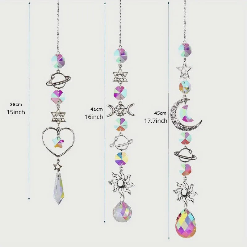 Kristallen Windgong met Ster, Maan & Galaxy Design - Decoratie voor Huis, Tuin & Feest