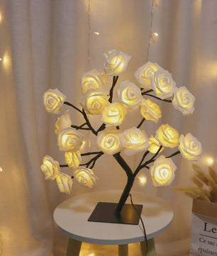 Sfeervolle Rozenboom Tafellamp met LED Verlichting - USB Aangedreven