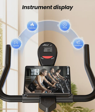Indoor Hometrainer met 10kg Vliegwiel, Stille Riem Aandrijving en LCD Display