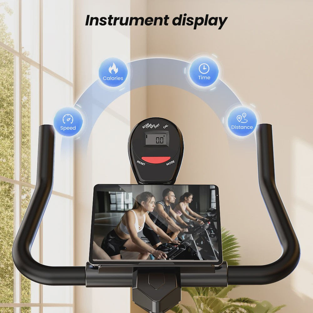 Indoor Hometrainer met 10kg Vliegwiel, Stille Riem Aandrijving en LCD Display