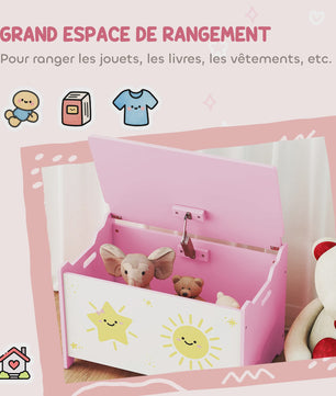 Roze Speelgoedkist met Deksel en Veiligheidsscharnieren - Ruim en Decoratief