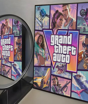 Grand Theft Auto GTA 6 Game Poster - Zelfklevend, Waterdicht & Frameloos