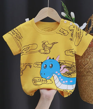 Zomer T-shirt Kinderen Katoen met Vrolijke Cartoon Print - 0-4 Jaar