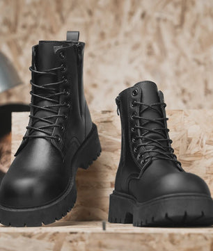 Unisex Leren Hoge Laarzen - Vier Seizoenen, Anti-slip & Comfortabel