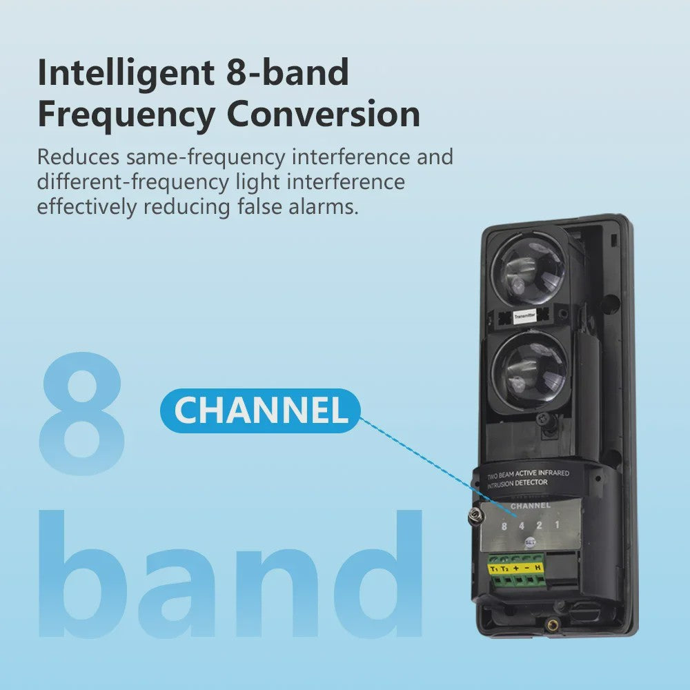 Meian Dubbele Infrarood Straal Detector 100M - Bedraad, 8 Frequentie Conversie, Digitaal Display