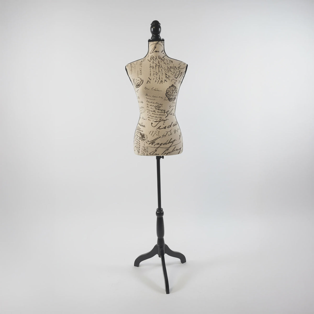 Verstelbare Paspop met Houten Statief - Beige/Zwart - Maat 36/38 - 130-167 cm