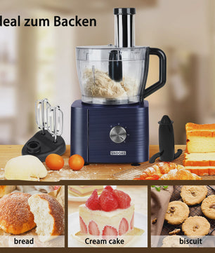 Krachtige 1300W Keukenmachine met 11 Accessoires: Mixen, Kneden, Blenden, Persen & Meer