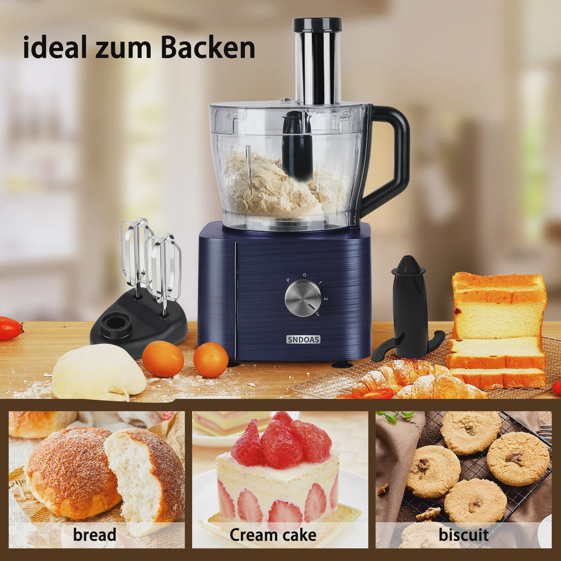 Krachtige 1300W Keukenmachine met 11 Accessoires: Mixen, Kneden, Blenden, Persen & Meer