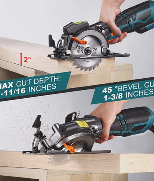 DOVAMAN Mini Cirkelzaag met Laser - 710W, 3500rpm, 6 Zaagbladen, 43mm Diepte