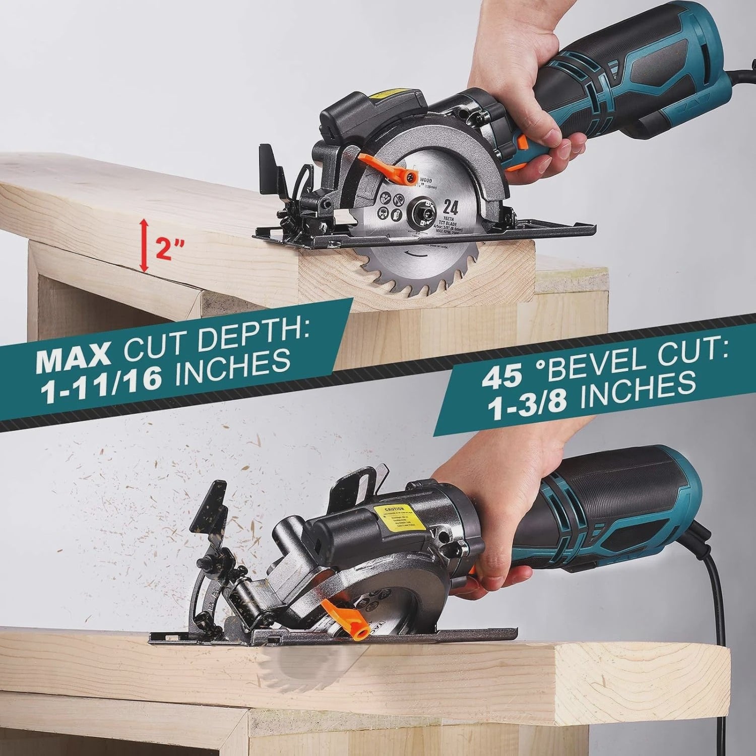DOVAMAN Mini Cirkelzaag met Laser - 710W, 3500rpm, 6 Zaagbladen, 43mm Diepte