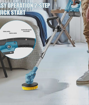 Draadloze Spin Scrubber: 800W Elektrische Schoonmaakborstel met Telescoopsteel & 21V Batterij