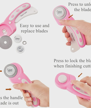 Professionele Rotary Cutter Set 45mm met Snijmat, Liniaal & Clips voor Naaien en Quilten