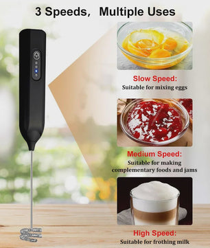 Elektrische Melkopschuimer & Handmixer - Oplaadbaar, Draadloos, 3 Snelheden