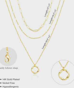 Gelaagde Kettingen Set Dames - 14K Goudkleurig & Zilverkleurig - Stapelbaar met Hanger