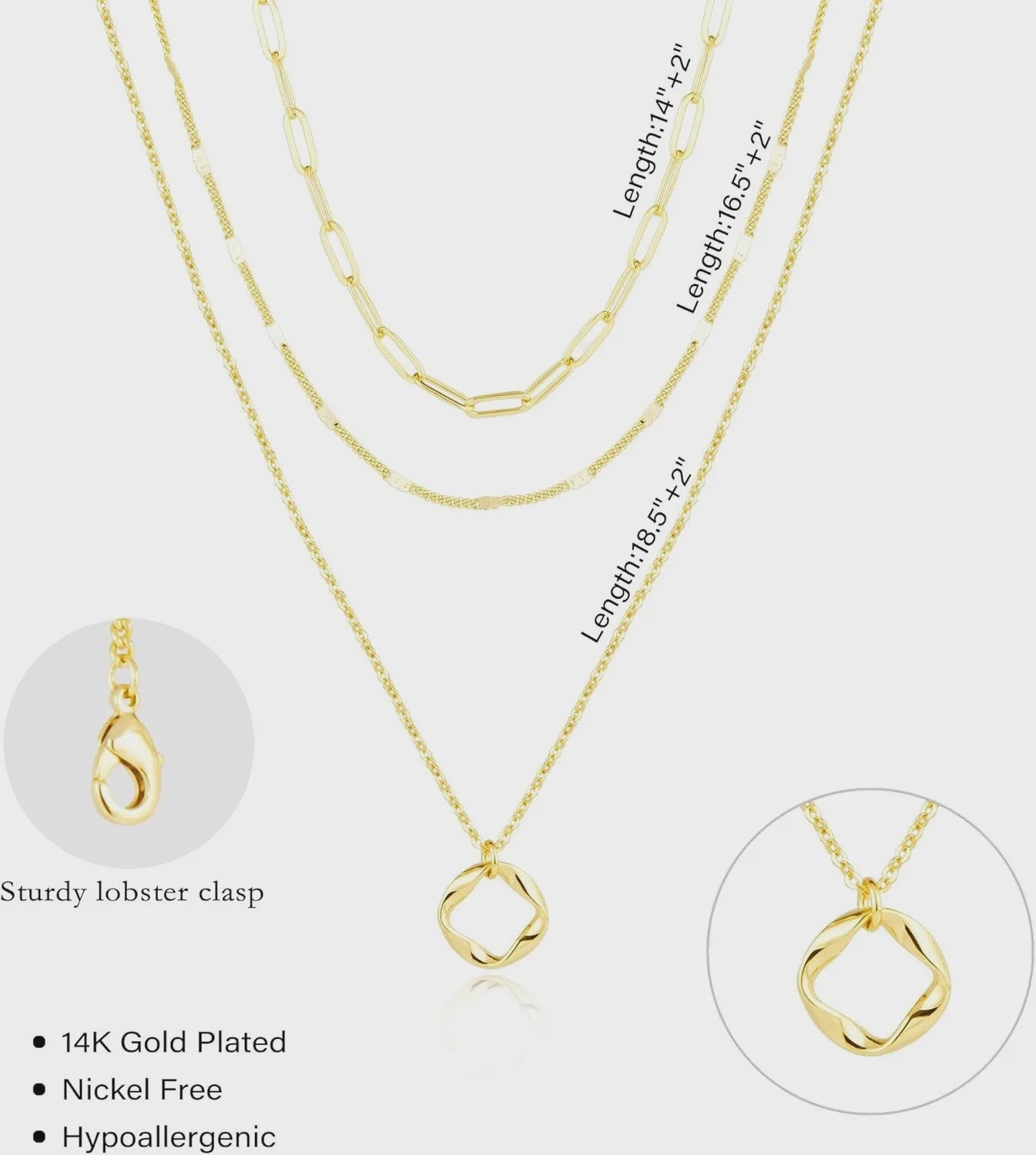 Gelaagde Kettingen Set Dames - 14K Goudkleurig & Zilverkleurig - Stapelbaar met Hanger