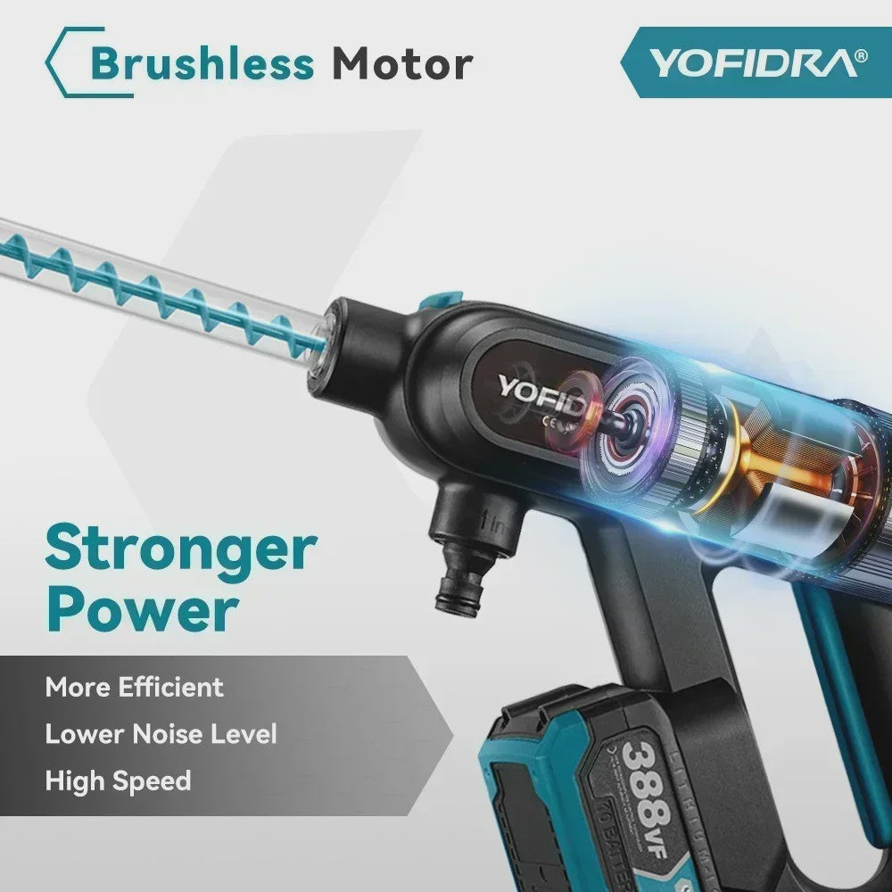 YOFIDRA 220Bar Accu Hogedruk Autowas Spuitpistool - Borstelloze Motor, 3 standen, voor Makita 21V Batterij