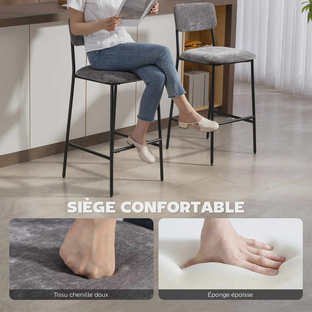 Set van 2 Luxe Barkerstoelen in Chenille Stof - Comfortabel en Stijlvol
