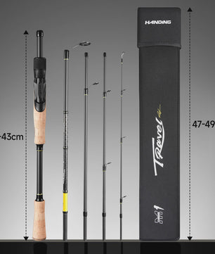 HANDING M1 Travel Hengel - Compacte Reishengel, 40-43cm, 5-6 Delen, Fast Action