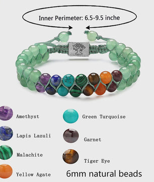 7 Chakra Dubbellaags Edelsteen Armband - Yoga, Meditatie & Helende Kristallen