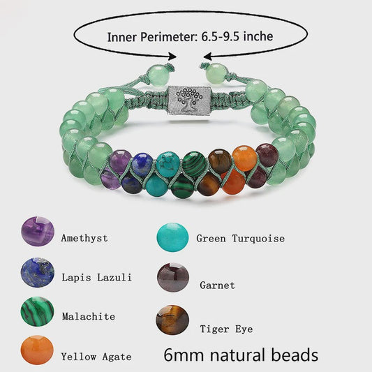 7 Chakra Dubbellaags Edelsteen Armband - Yoga, Meditatie & Helende Kristallen